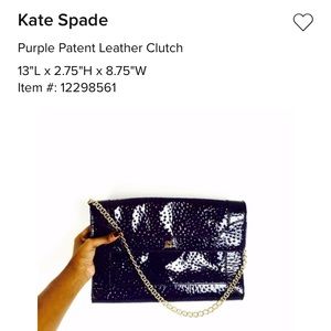 Kate Spade Purple Patent Textured Clutch w/ Chain